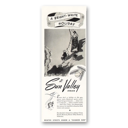 1948 Sun Valley Idaho Bright White Holiday Vintage Magazine Print Ad