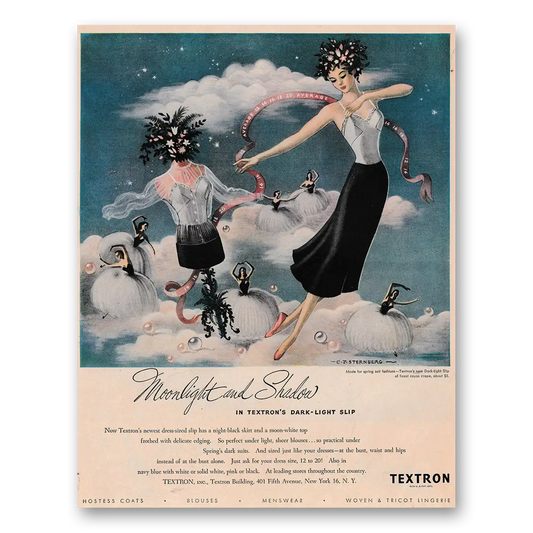 1948 Textron Slips Moonlight and Shadow Vintage Magazine Print Ad