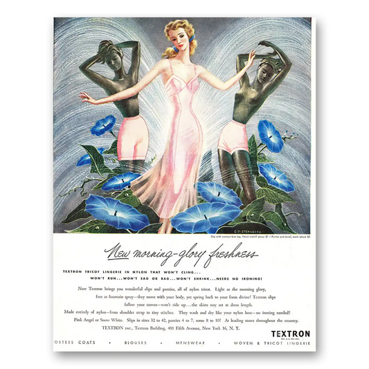 1948 Textron Slips New Morning Glory Freshness Vintage Magazine Print Ad