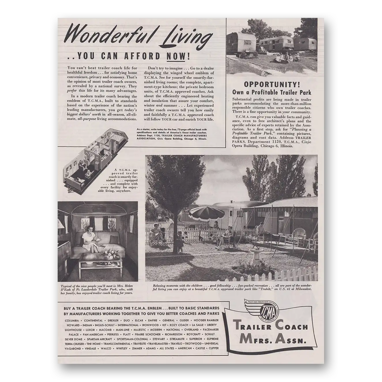 1948 Trailer Coach Manufacturers Wonderful Living You Can Afford Now Vintage Magazine Print Ad