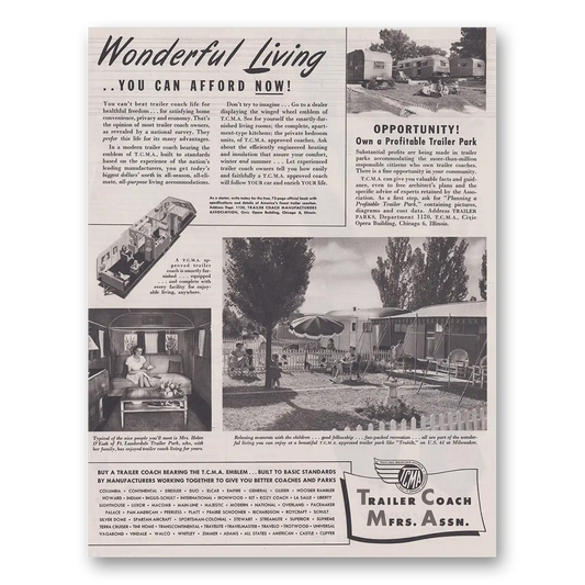 1948 Trailer Coach Manufacturers Wonderful Living You Can Afford Now Vintage Magazine Print Ad