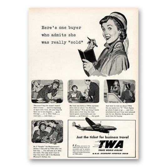 1948 TWA Airlines One Buyer Who Admits She Was Really Sold Vintage Magazine Print Ad