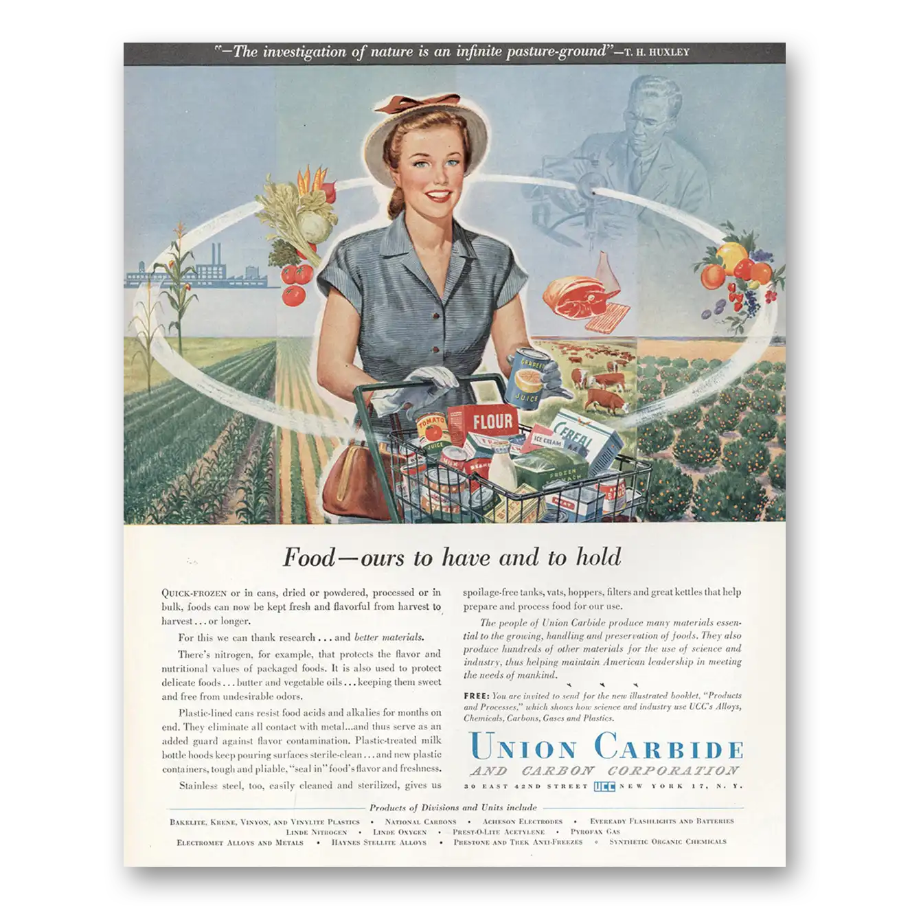 1948 Union Carbide Food Ours to Have and to Hold Vintage Magazine Print Ad