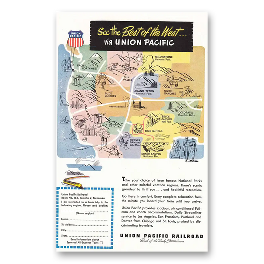 1948 Union Pacific Railroad Best of the West Vintage Magazine Print Ad