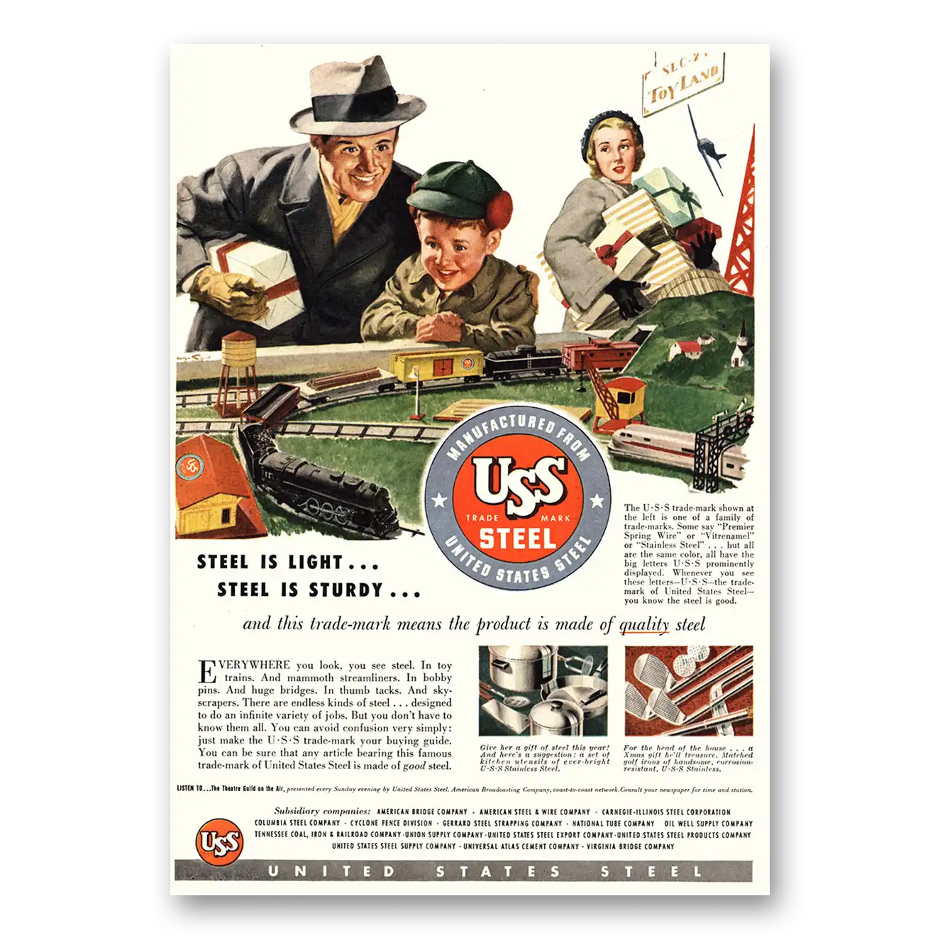 1948 United States Steel Toy Land Steel Is Light Vintage Magazine Print Ad