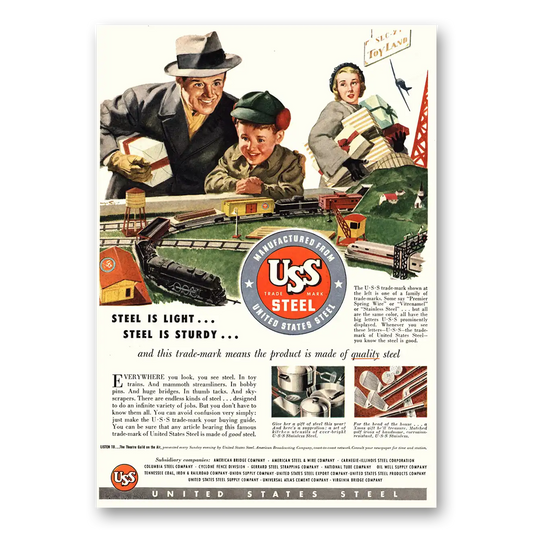 1948 United States Steel Toy Land Steel Is Light Vintage Magazine Print Ad