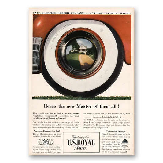 1948 US Royal Tires New Master of Them All Vintage Magazine Print Ad