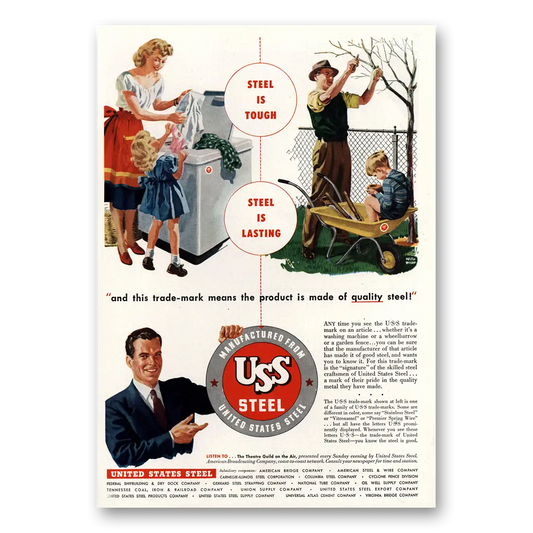 1948 United States Steel Tough Lasting Vintage Magazine Print Ad