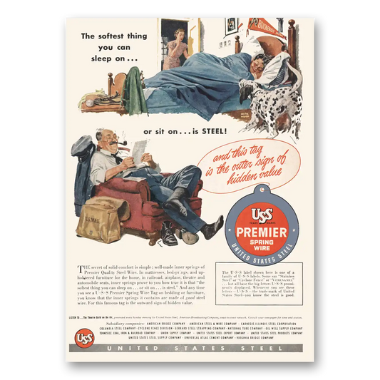 1948 United States Steel Softest Thing You Can Sleep On Vintage Magazine Print Ad