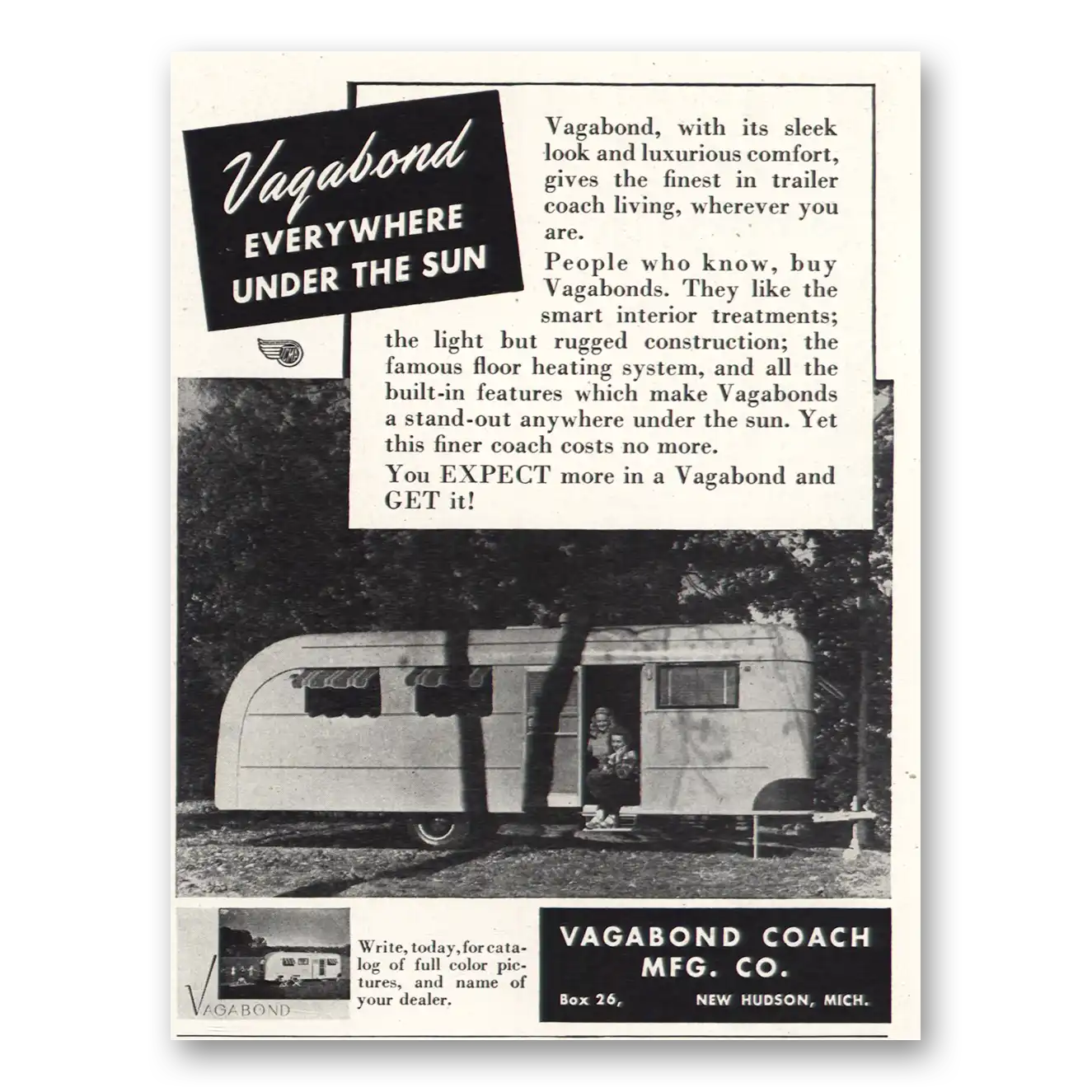 1948 Vagabond Coach Everywhere Under the Sun Vintage Magazine Print Ad