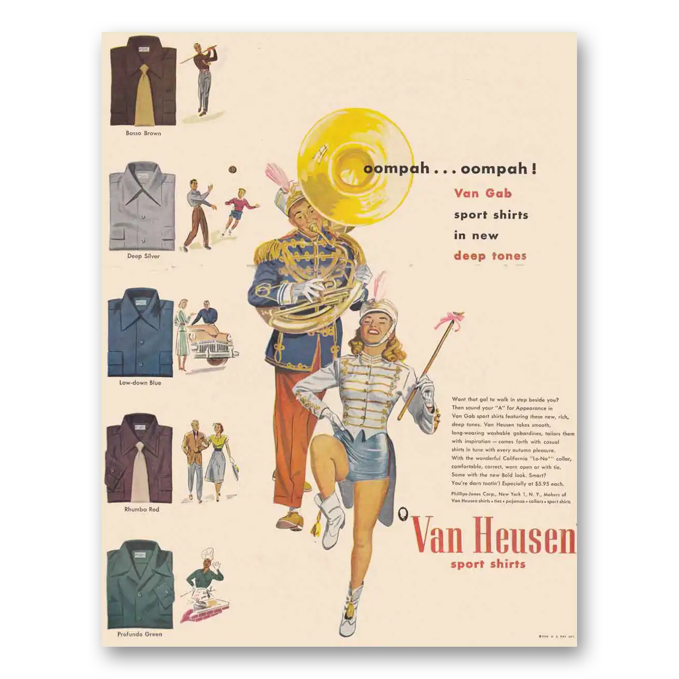 1948 Van Heusen Shirts Sport Shirts Oompah Vintage Magazine Print Ad