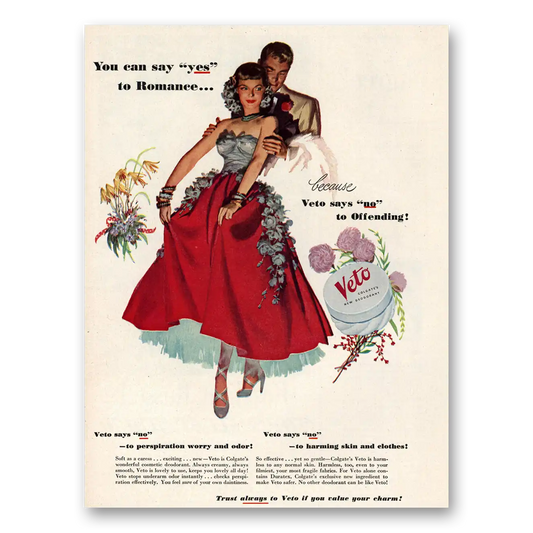 1948 Veto Deoderant Say Yes to Romance Vintage Magazine Print Ad