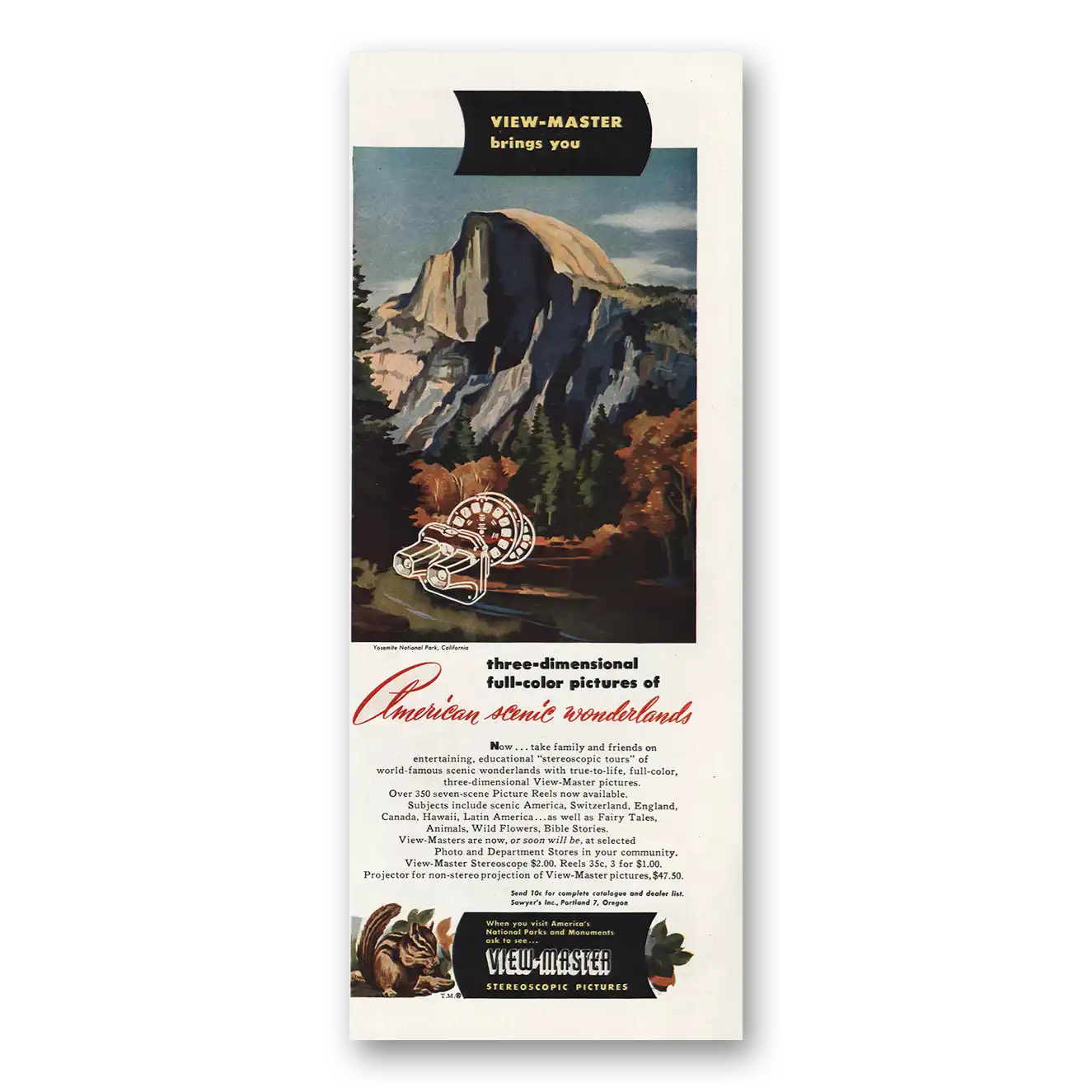 1948 View Master American Scenic Wonderlands Vintage Magazine Print Ad