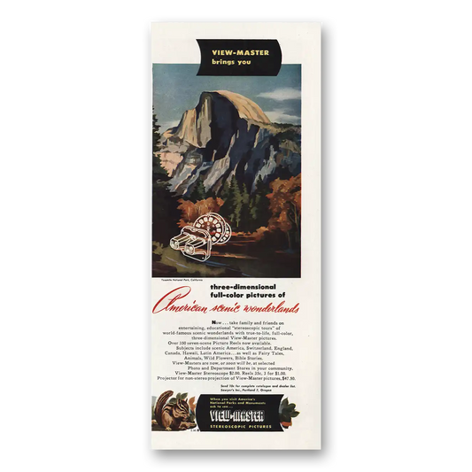 1948 View Master American Scenic Wonderlands Vintage Magazine Print Ad