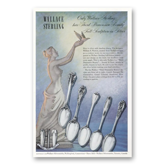 1948 Wallace Sterling Dimension Beauty Topless Vintage Magazine Print Ad