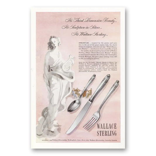 1948 Wallace Sterling Third Dimension Beauty Vintage Magazine Print Ad