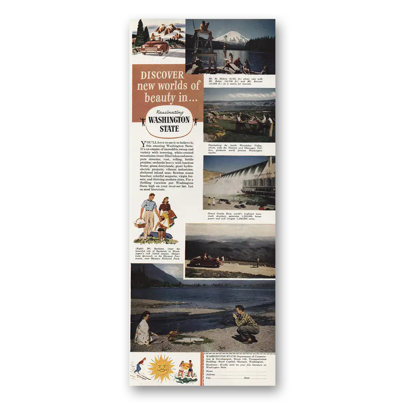 1948 Washington Mt St Helens Wenatchee Valley Vintage Magazine Print Ad