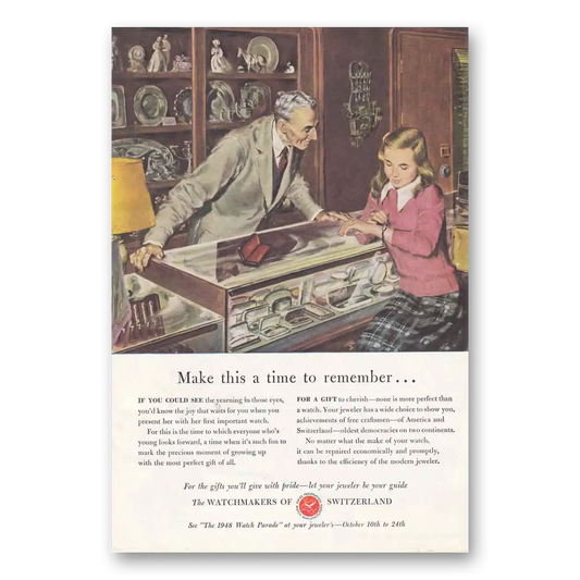 1948 Watchmakers of Switzerland Make this a Time Vintage Magazine Print Ad