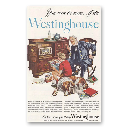 1948 Westinghouse Radio Sure of Honest Engineering St Bernard Vintage Magazine Print Ad