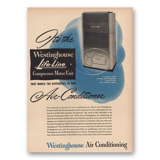 1948 Westinghouse Air Conditioner Compressor Motor Unit Vintage Magazine Print Ad