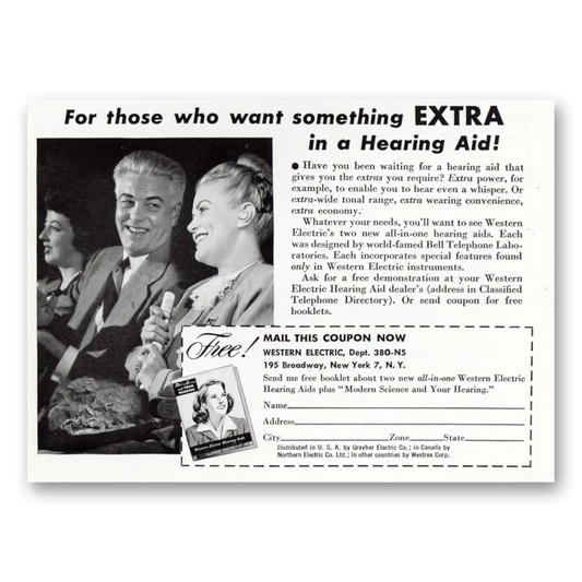 1948 Western Electric Hearing Aid For Those Who Want Something Extra Vintage Magazine Print Ad