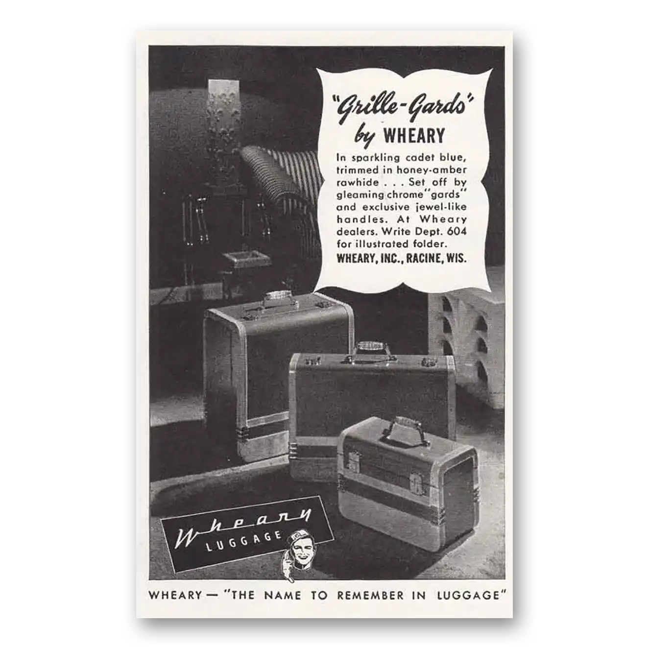 1948 Wheary Luggage Grille Gards Vintage Magazine Print Ad