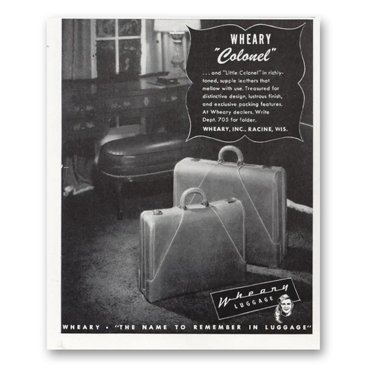 1948 Wheary Luggage Little Colonel in Richly Toned Vintage Magazine Print Ad