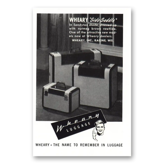 1948 Wheary Luggage Side Saddle Luggage Sandytan Shade Vintage Magazine Print Ad