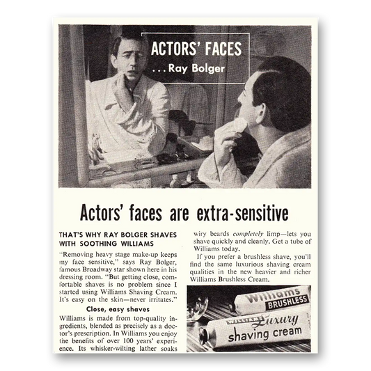 1948 Williams Shaving Cream Actors Faces Ray Bolger Vintage Magazine Print Ad