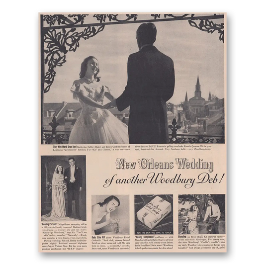 1948 Woodbury Facial Soap New Orleans Wedding Vintage Magazine Print Ad