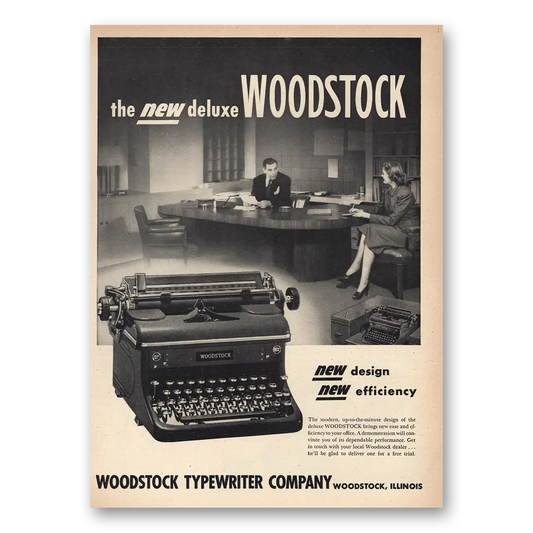 1948 Woodstock Typewriter Modern Up to the Minute Design Vintage Magazine Print Ad