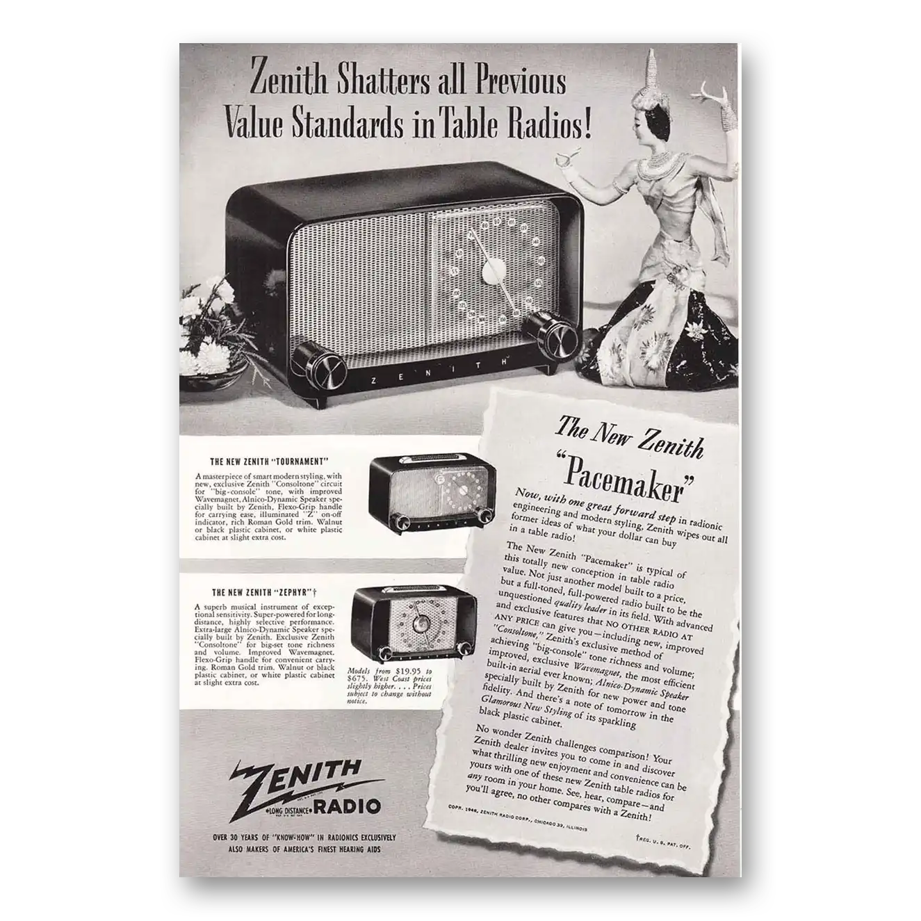 1948 Zenith Radio Pacemaker Radio One Great Forward Step Vintage Magazine Print Ad