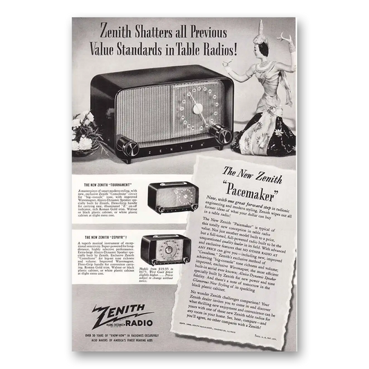 1948 Zenith Radio Pacemaker Radio One Great Forward Step Vintage Magazine Print Ad