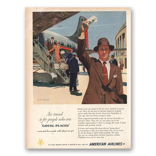 1949 American Airlines People Who Are Going Places Vintage Magazine Print Ad