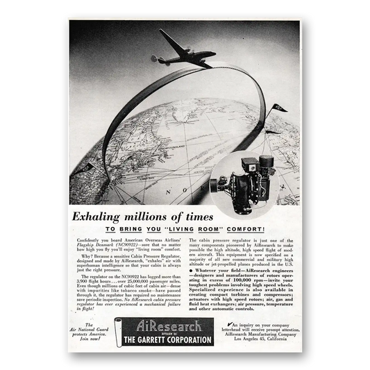 1949 Garrett AiResearch Exhaling Millions of Times Vintage Magazine Print Ad