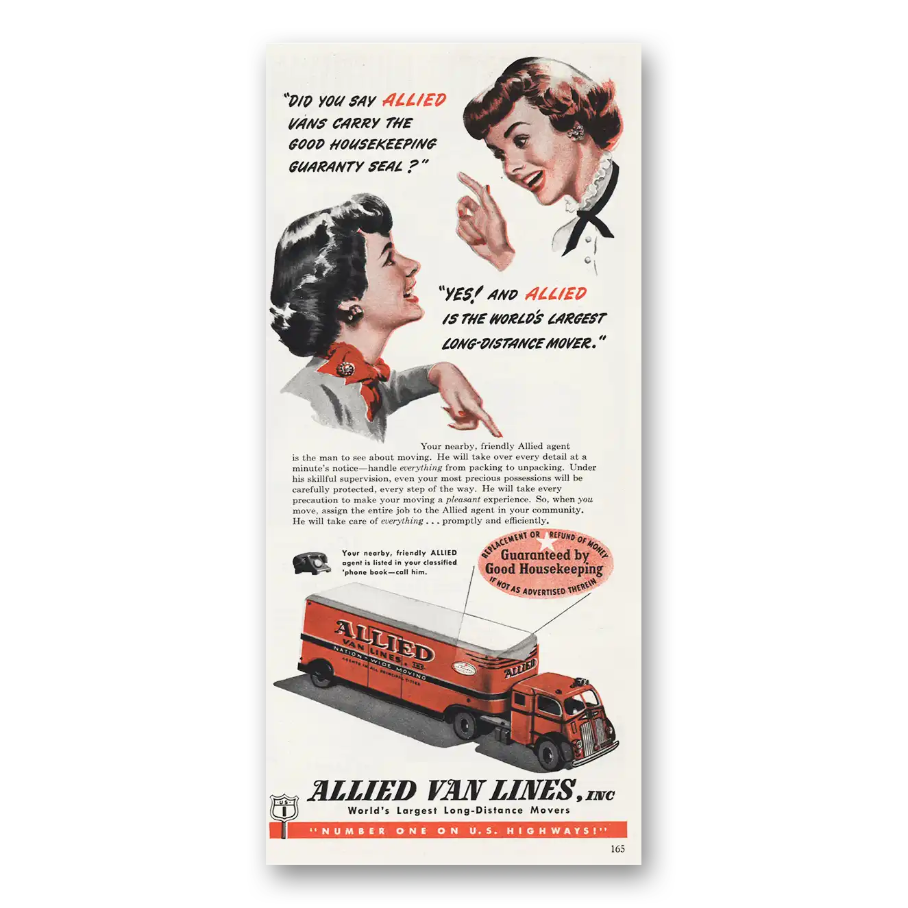 1949 Allied Van Lines Largest Long Distance Mover Vintage Magazine Print Ad