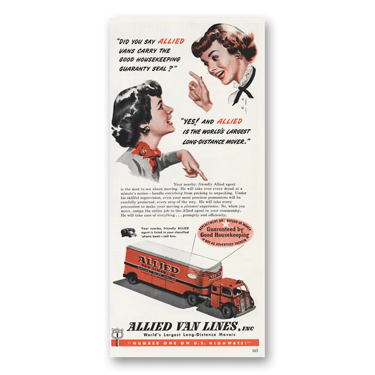 1949 Allied Van Lines Largest Long Distance Mover Vintage Magazine Print Ad