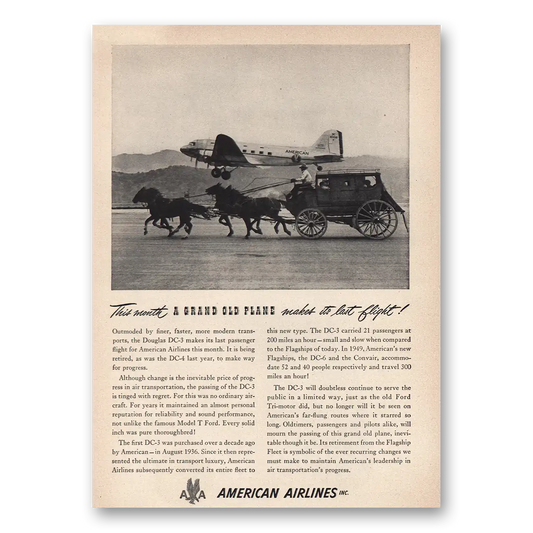 1949 American Airlines Grand Old Plane Vintage Magazine Print Ad