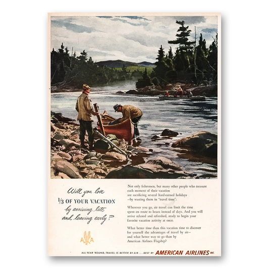 1949 American Airlines Not Only Fishermen Vintage Magazine Print Ad