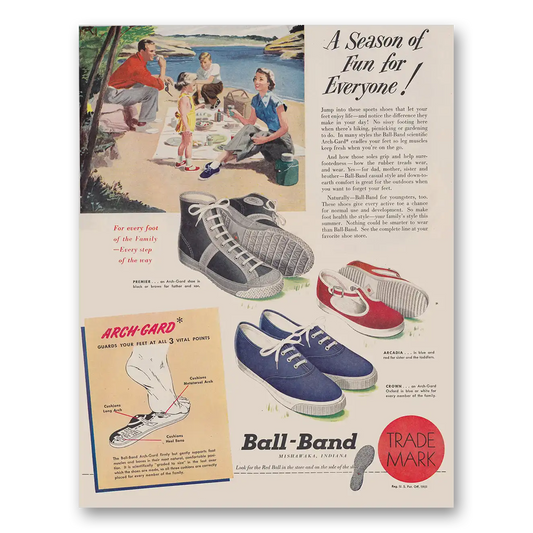 1949 Ball Band Shoes Season of Fun for Everyone Vintage Magazine Print Ad