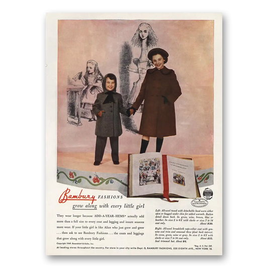 1949 Bambury Fashions Grow Along With Every Little Girl Vintage Magazine Print Ad