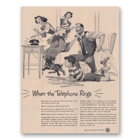 1949 Bell Telephone When the Telephone Rings Vintage Magazine Print Ad