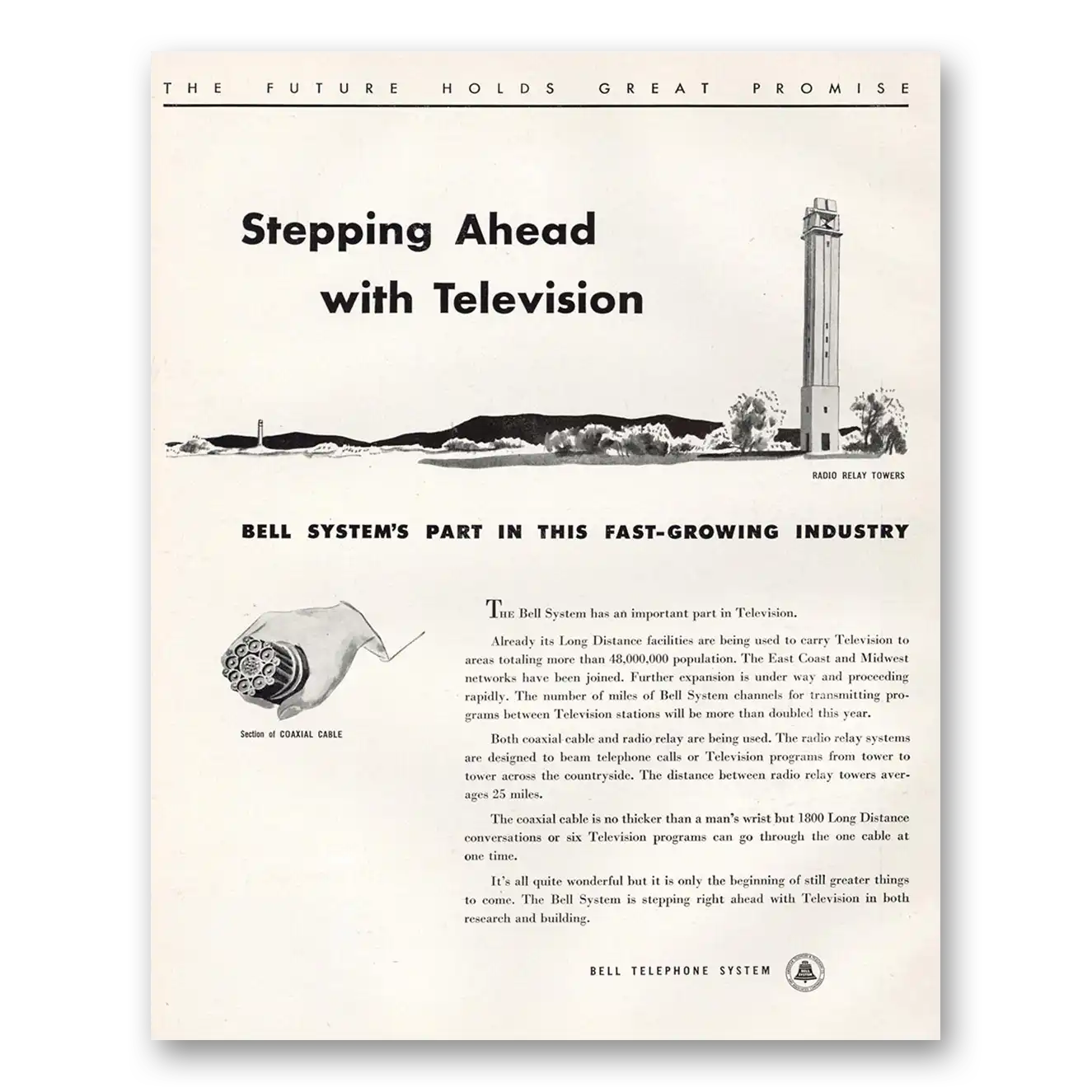 1949 Bell Telephone Stepping Ahead With Television Vintage Magazine Print Ad