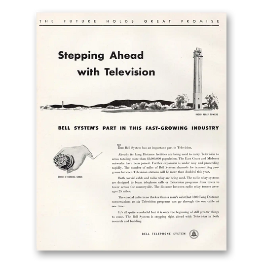 1949 Bell Telephone Stepping Ahead With Television Vintage Magazine Print Ad