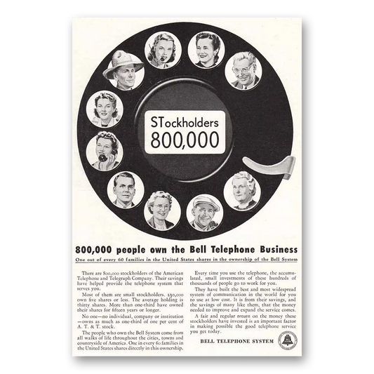 1949 Bell Telephone Stockholders Vintage Magazine Print Ad