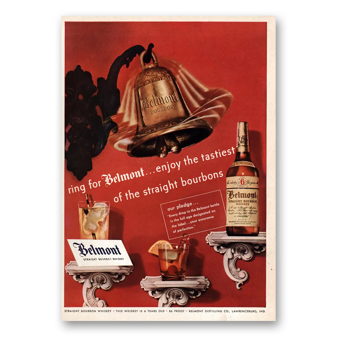 1949 Belmont Whiskey Ring for Belmont Vintage Magazine Print Ad