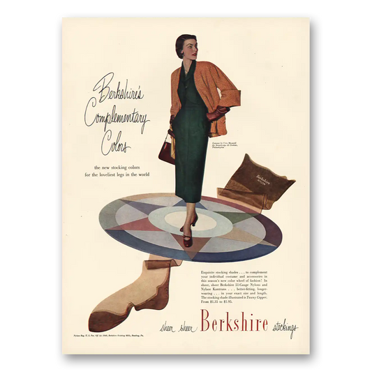 1949 Berkshire Stockings Complementary Colors Vintage Magazine Print Ad