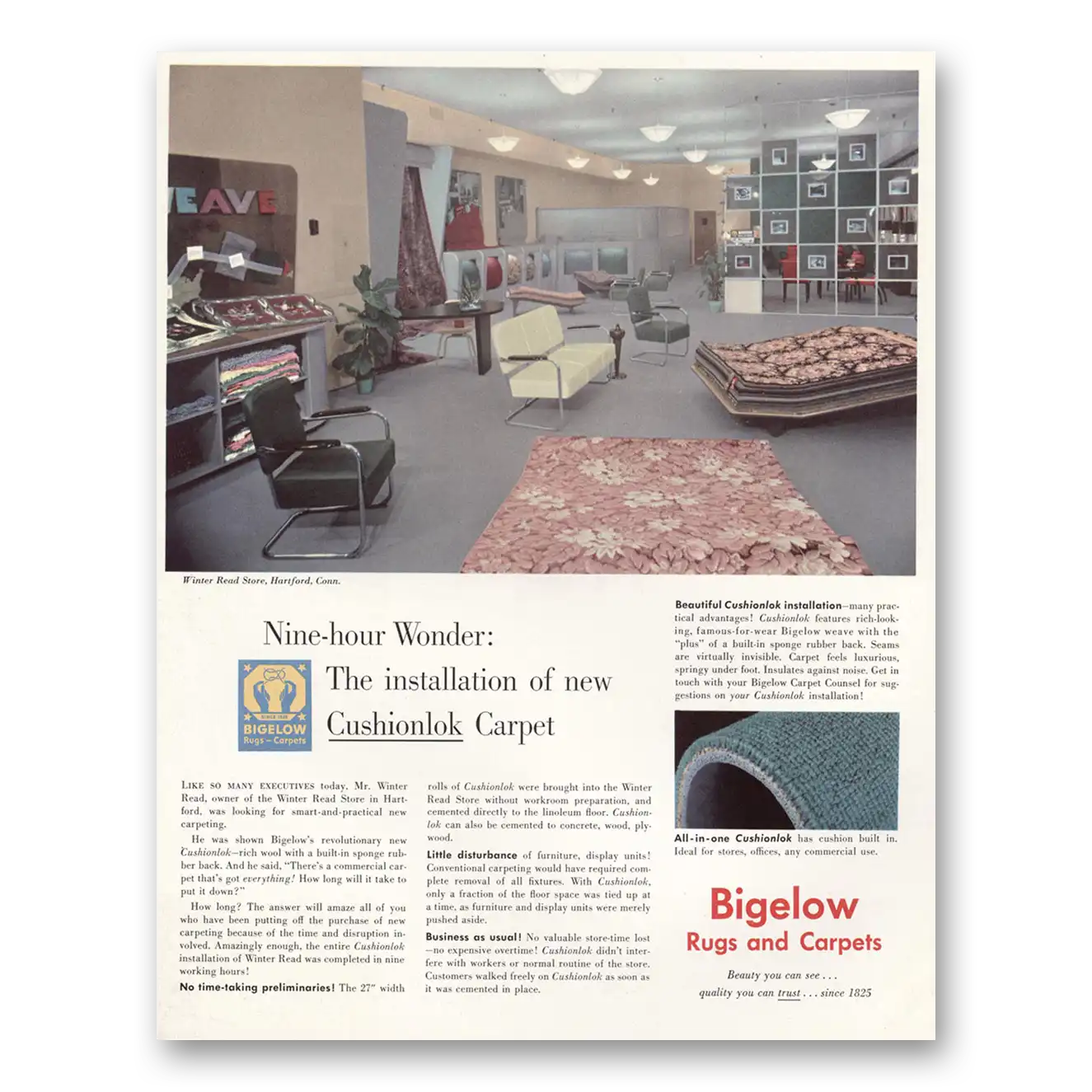 1949 Bigelow Carpet Supreme Road Vintage Magazine Print Ad