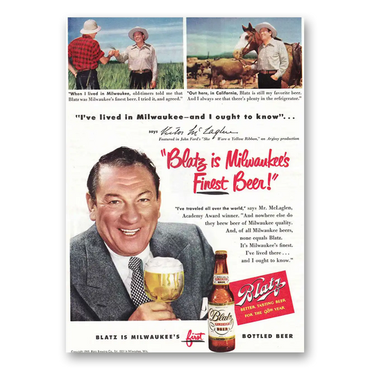 1949 Blatz Beer Milwaukees Finest Beer Vintage Magazine Print Ad