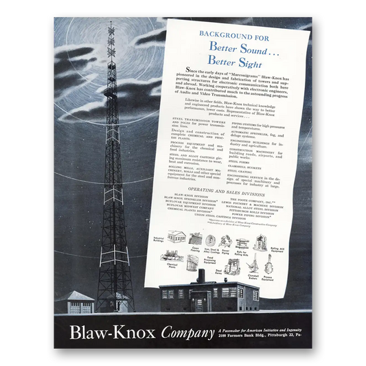 1949 Blaw Knox Company Better Sound Better Sight Vintage Magazine Print Ad